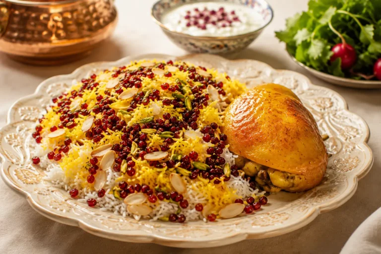 زرشک‌پلو با مرغ